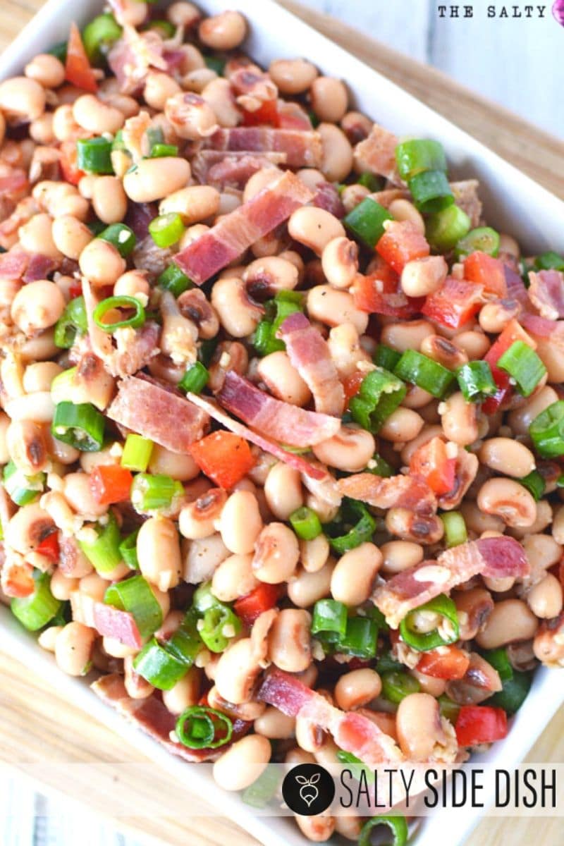 Black Eyed Peas Salad side dish with bacon, tomatoes and black eyed peas