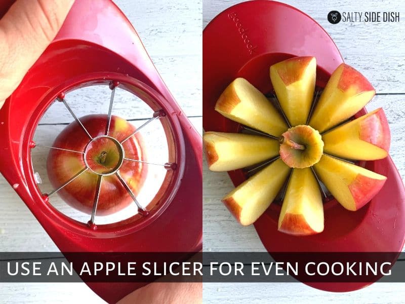 apple slicer being demonstrated