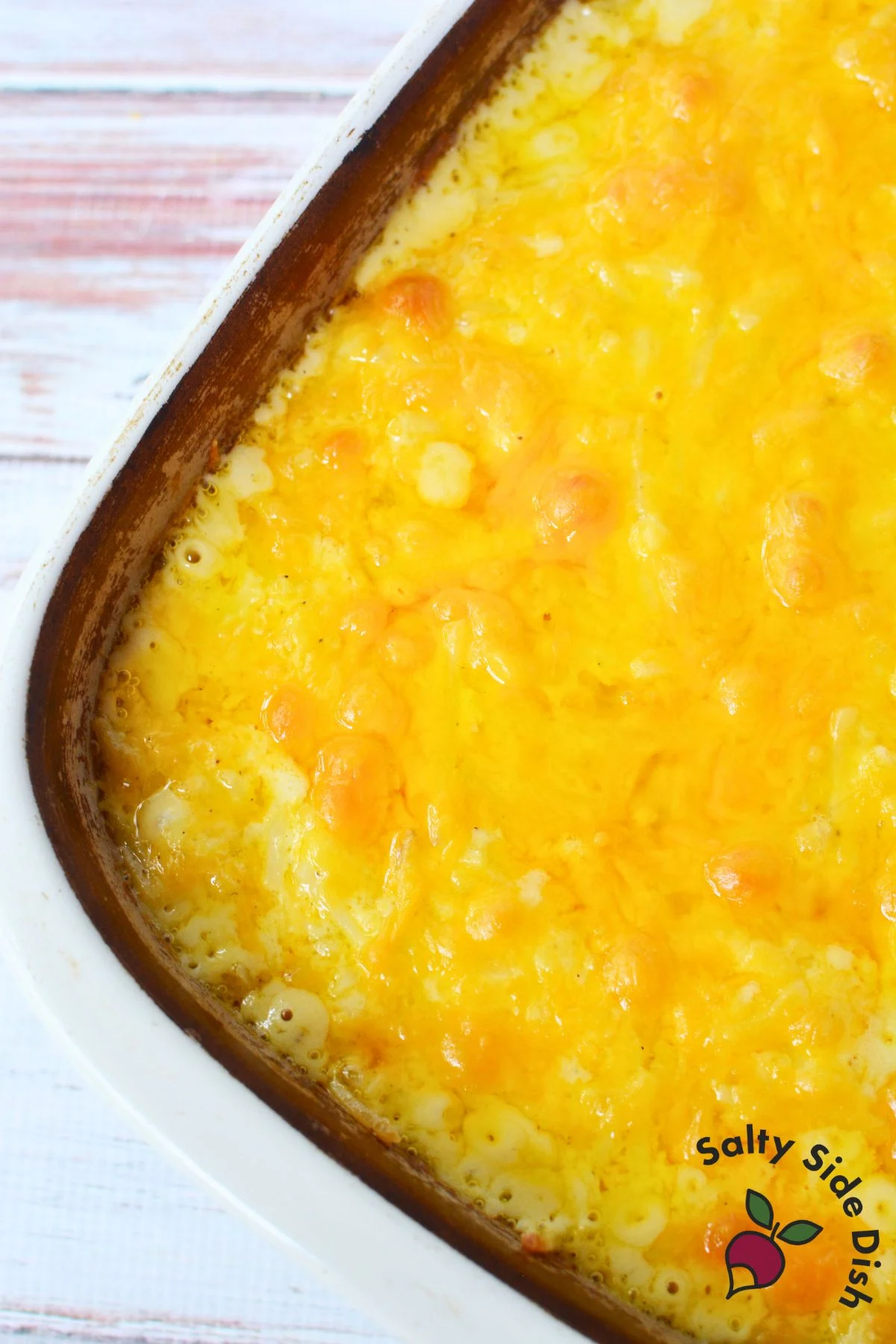 super melty cheese on the top of the hash brown casserole.