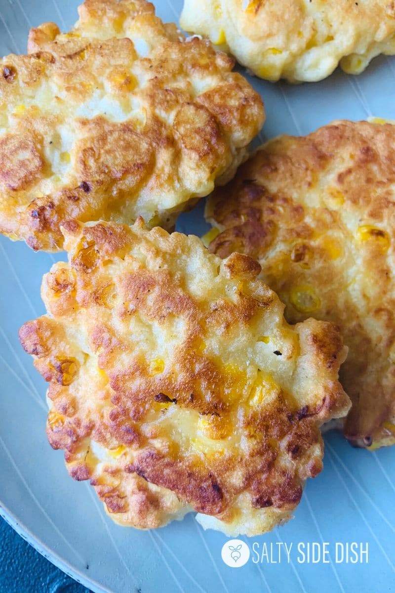Fried Corn Fritters from pan on a plate