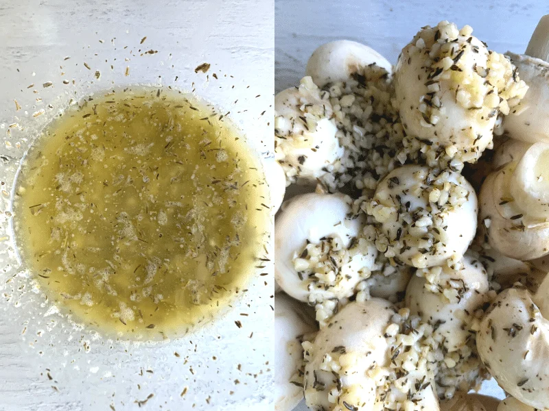 roasted garlic butter sauce with mushrooms drenched in butter