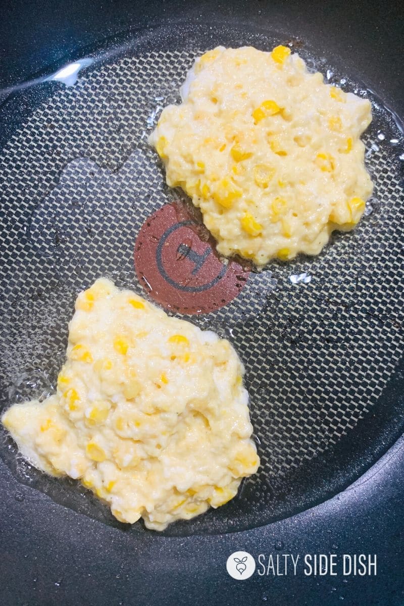 corn mixture in skillet fried up