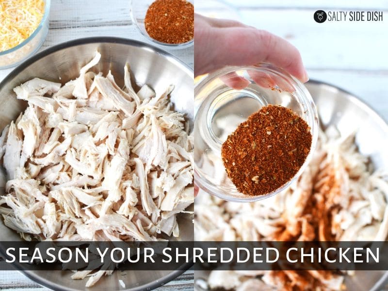 add taco seasoning to chicken in pan