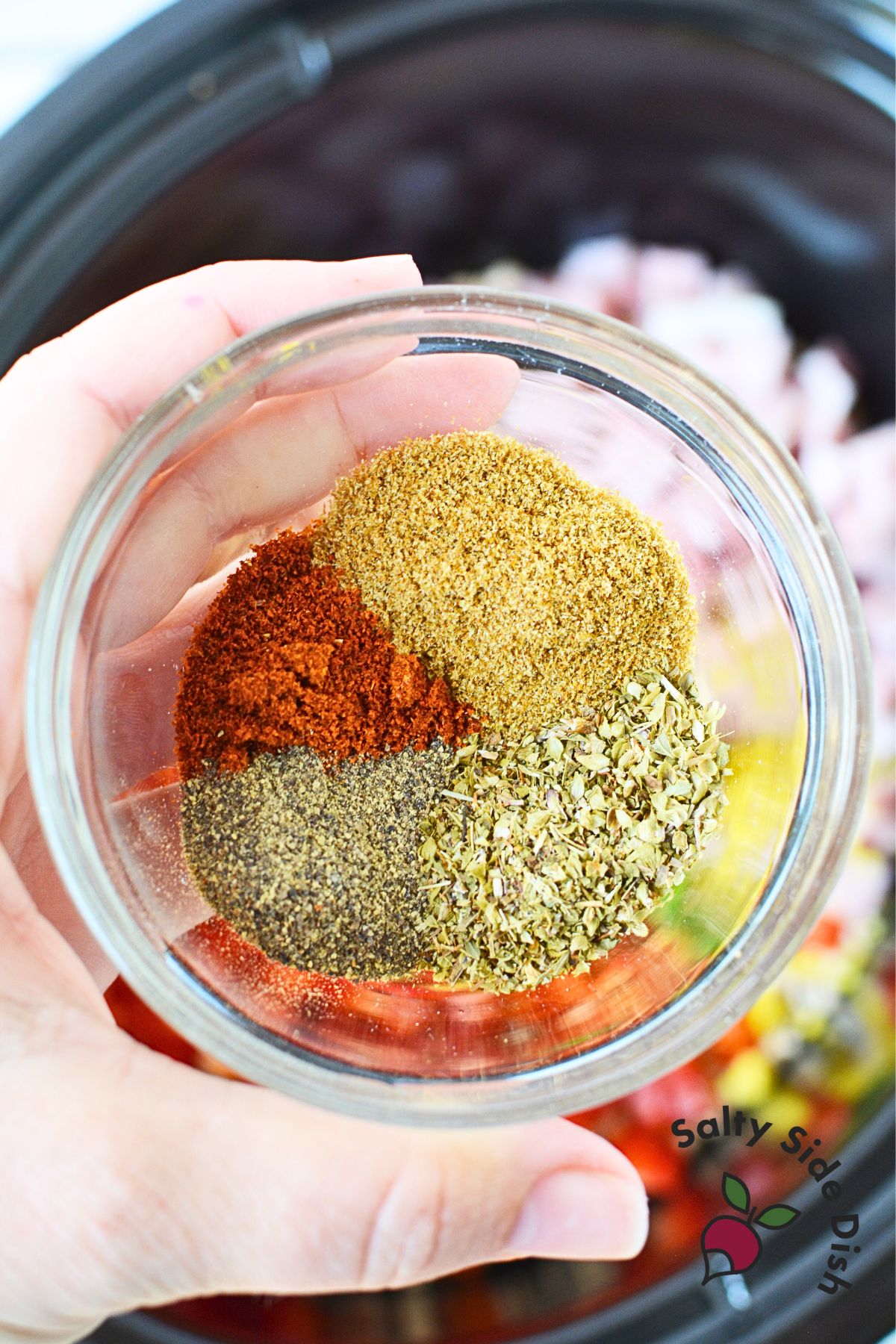 seasonings in a clear bowl.
