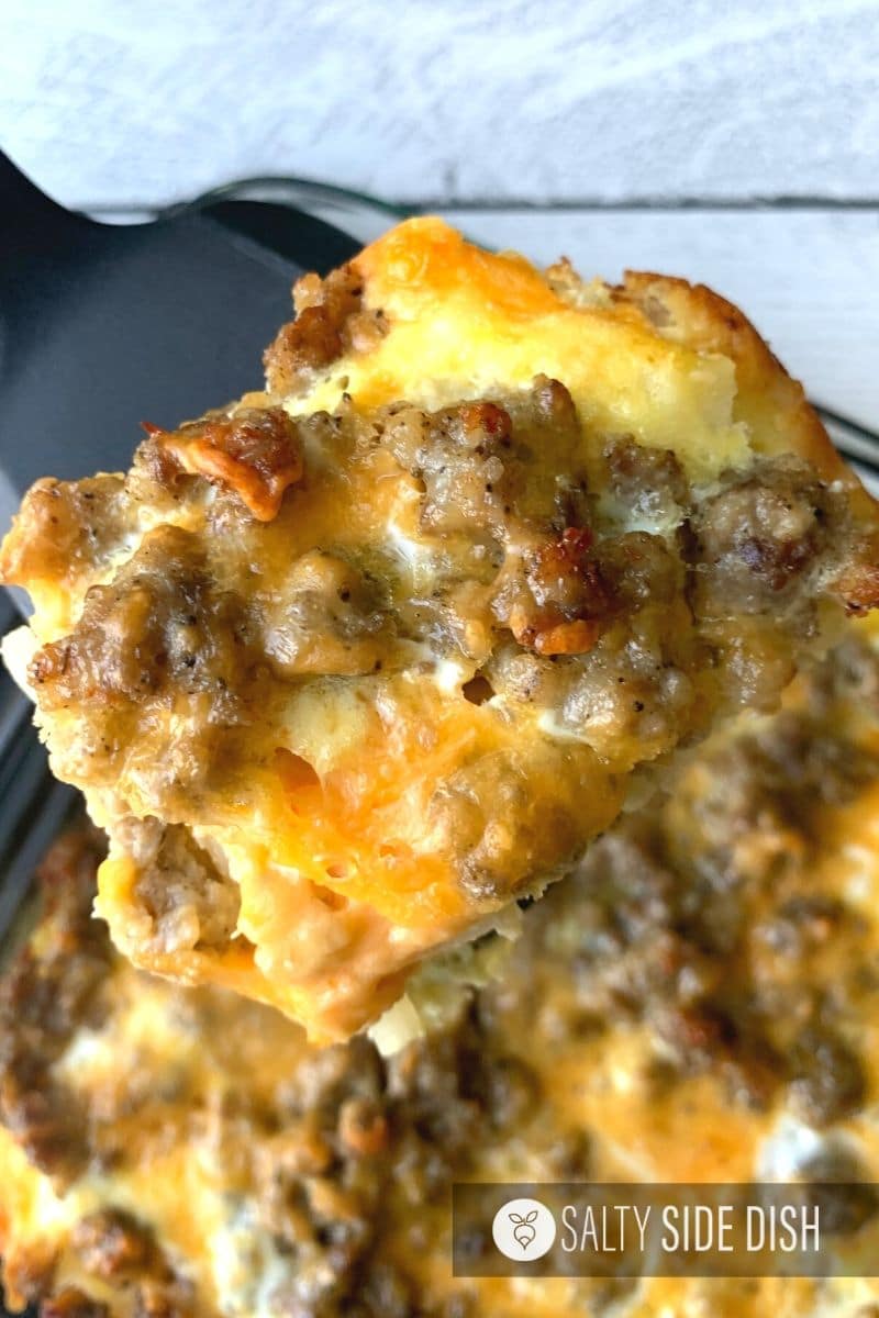 serve your sausage casserole with a spatula and while hot