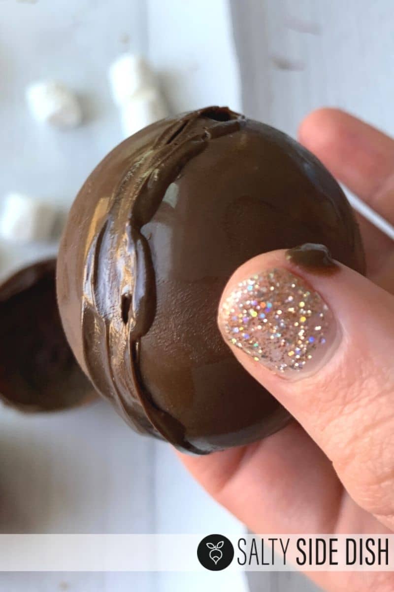 sealing your chocolate bombs with melting chocolate