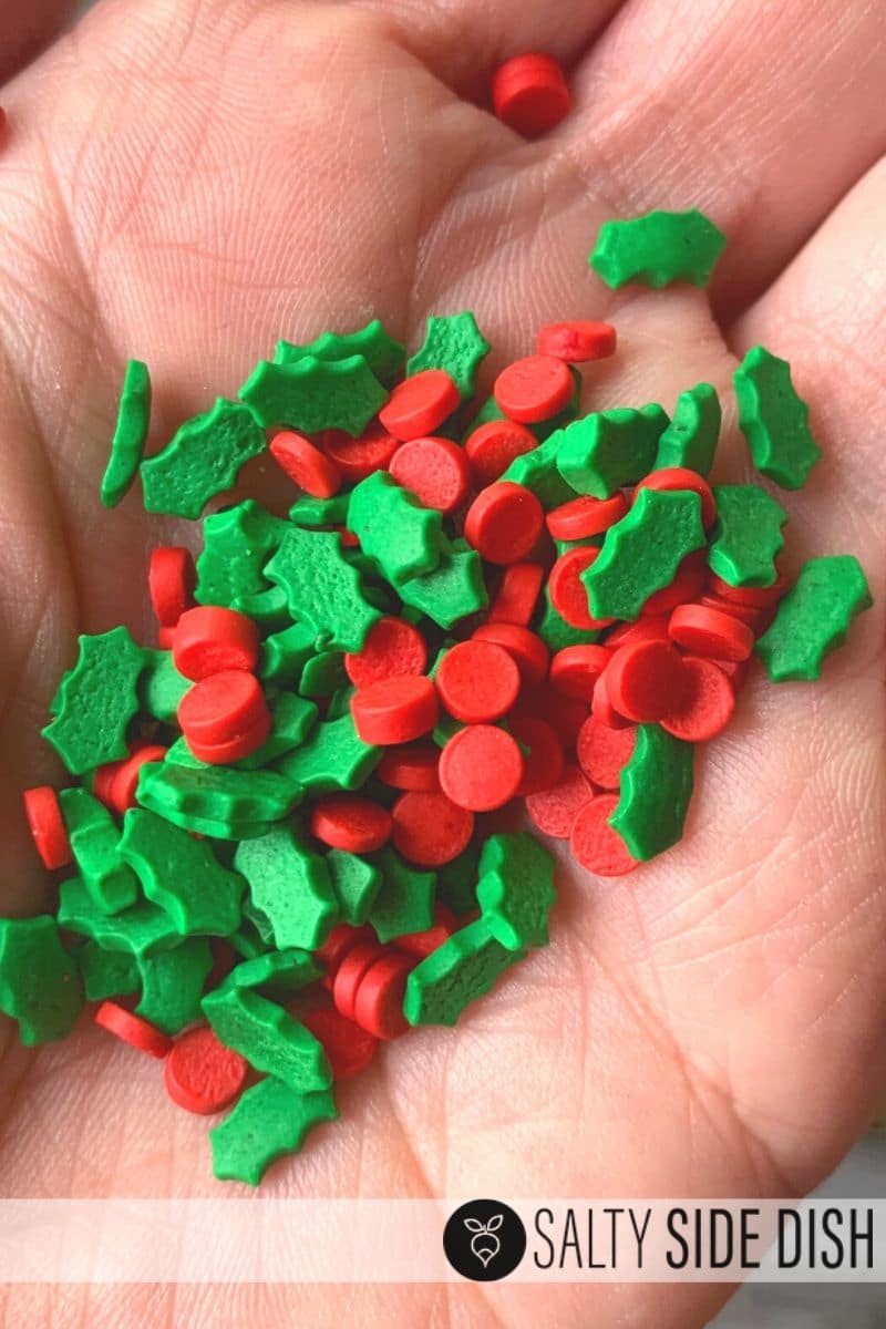 holiday sprinkles in a hand