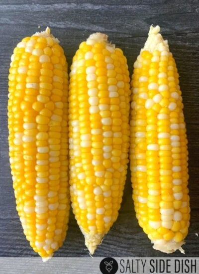 3 cooked ears of corn, husks removed.