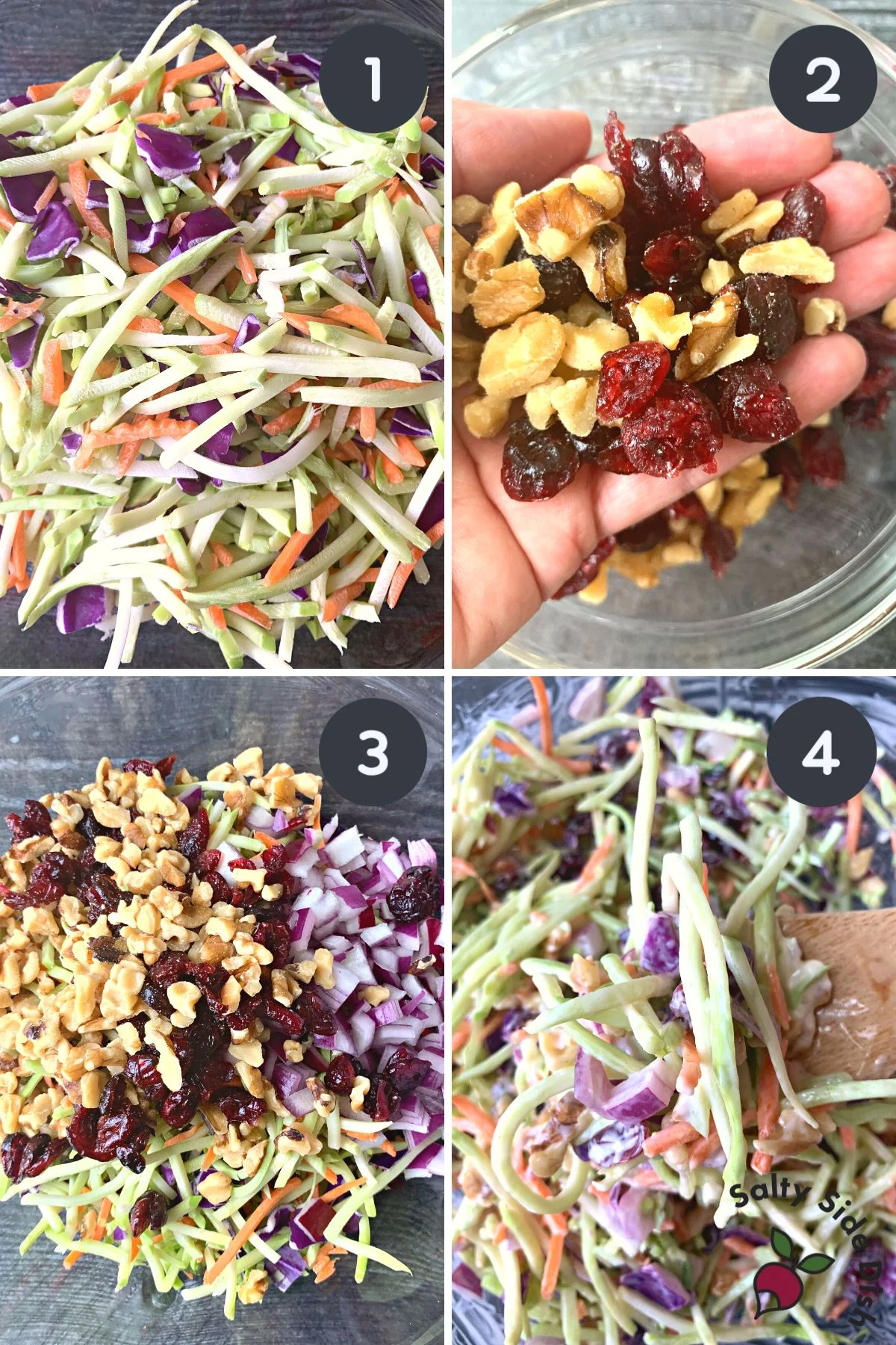 healthy broccoli slaw with keto friendly homemade dressing.