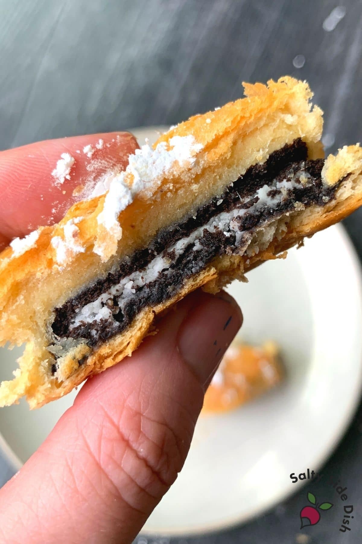 fried oreo with powdered sugar