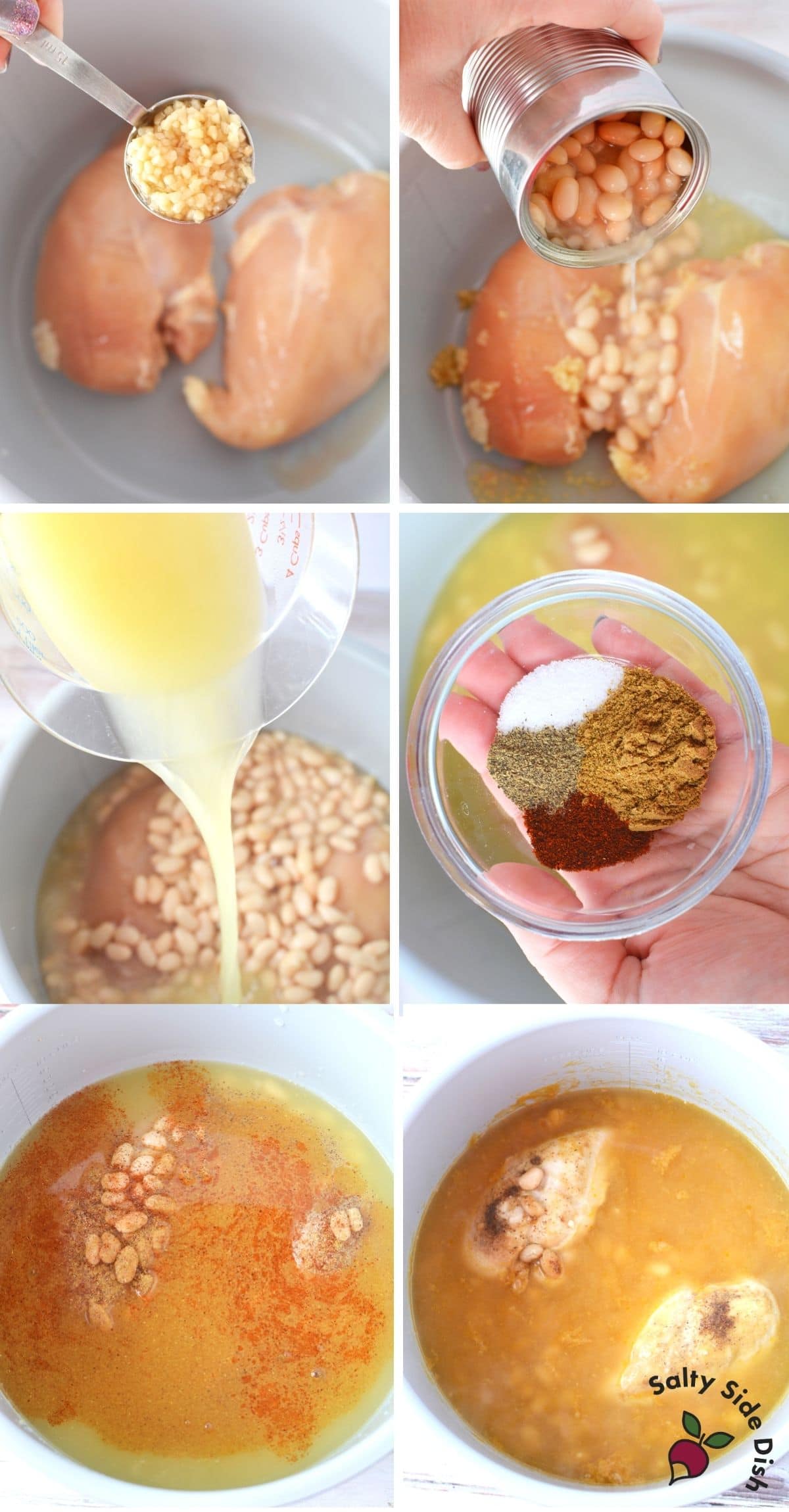 collage of what to add to pressure cooker