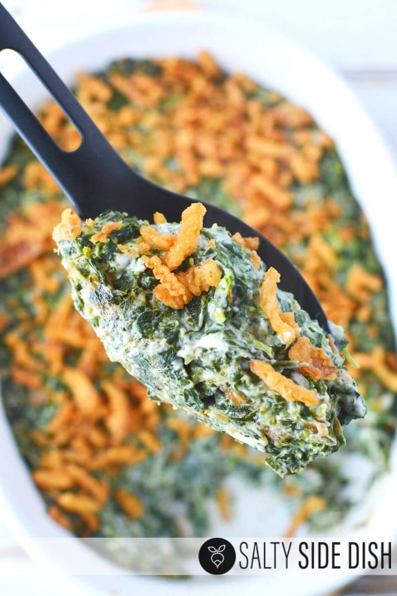 every spoonful of creamed spinach should have a generous portion of crunchy topping, so good with the cream cheese and a great delicious healthy side dish