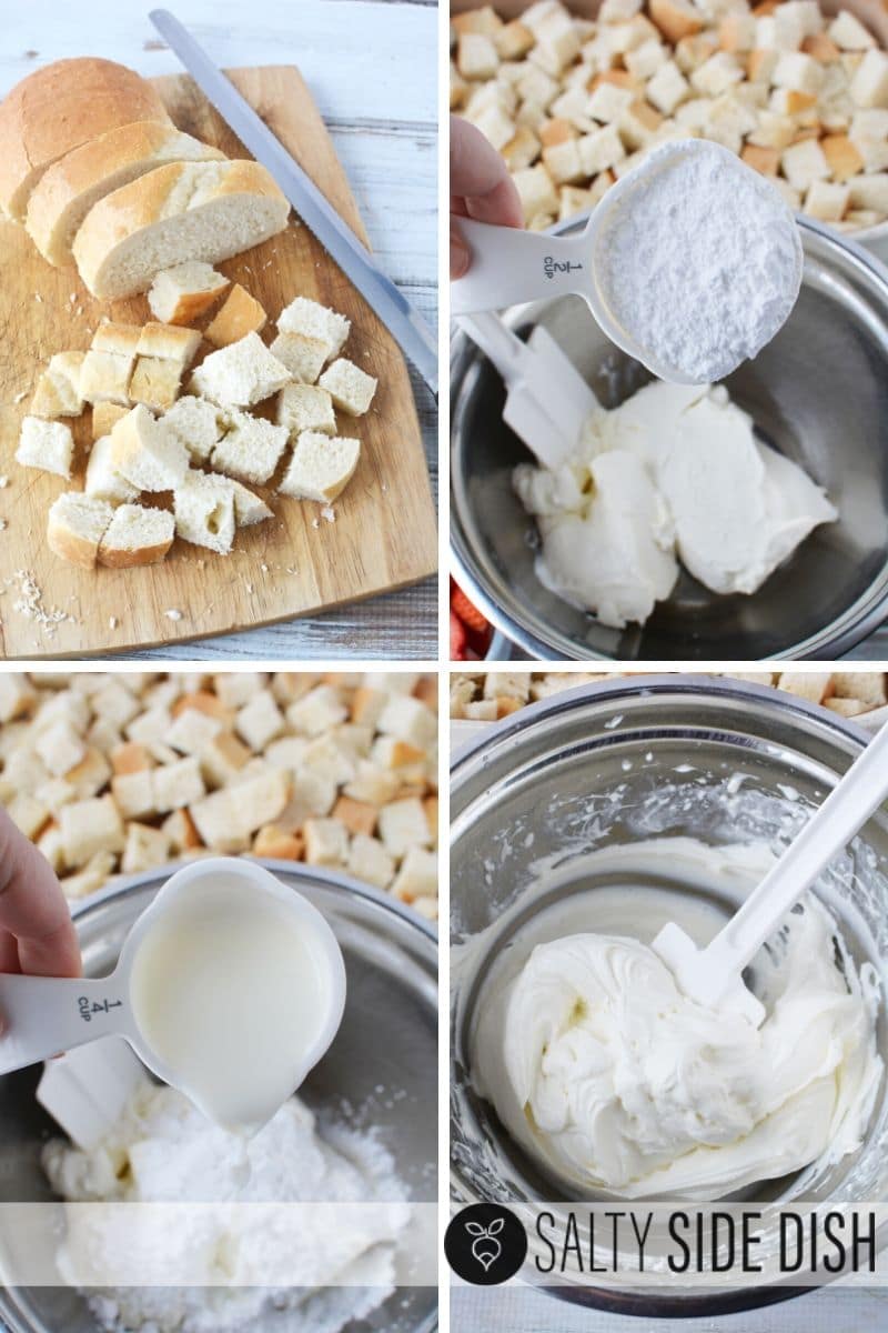 combine all the ingredients for the cream cheese layers of strawberries and cream breakfast