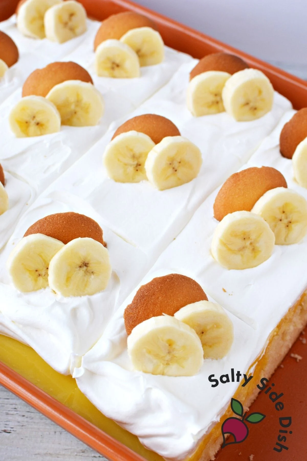 decorated banana pudding poke cake.