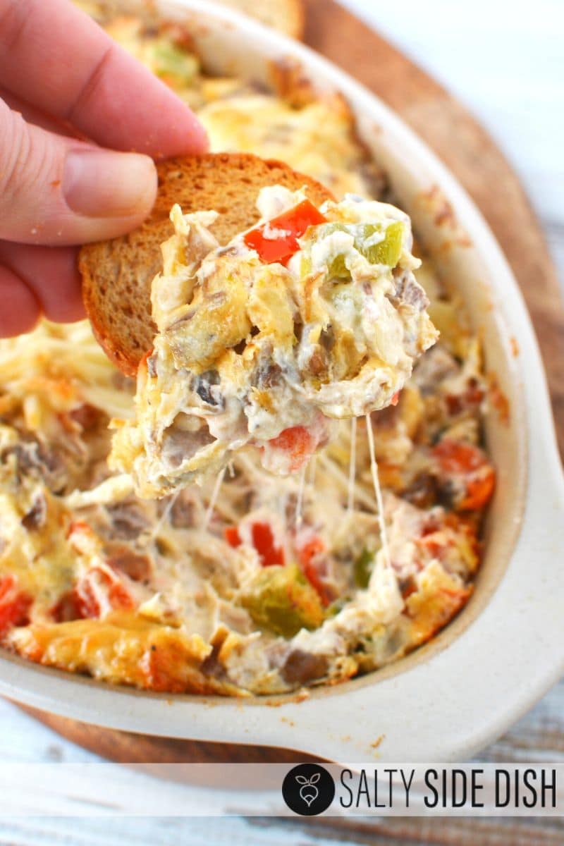Loaded Oven Baked Philly Cheesesteak Dip Recipe