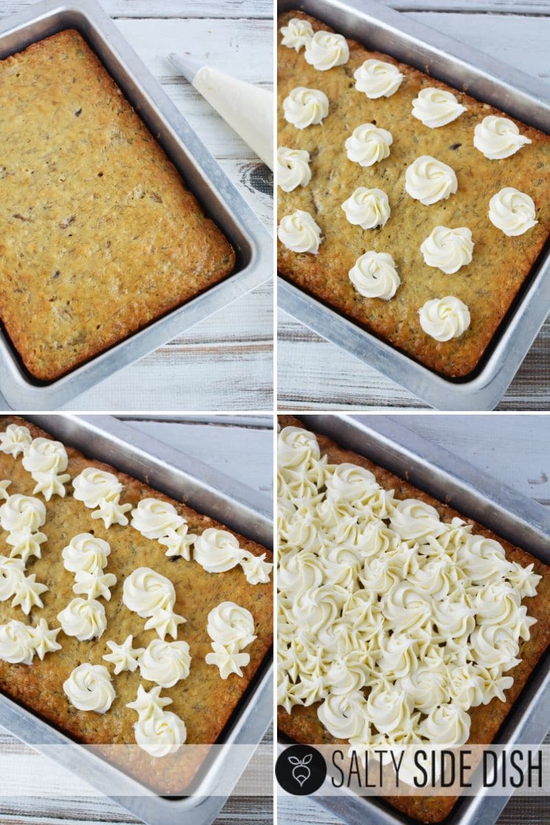 fresh bananas and easy to use piping bag for cream cheese frosting to create stars and dollups of frosting for a beautiful display