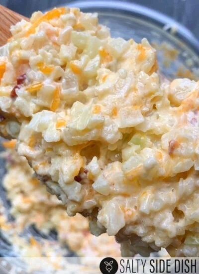 close up of keto mashed potatoes.