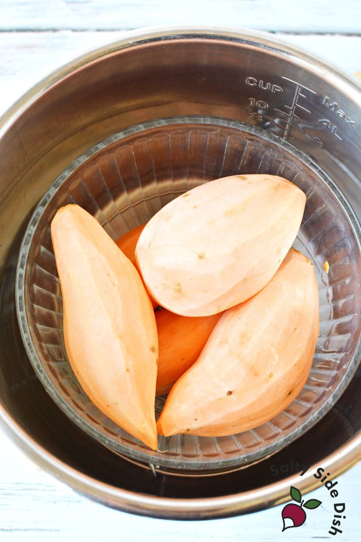 peeled uncooked sweet potatoes.