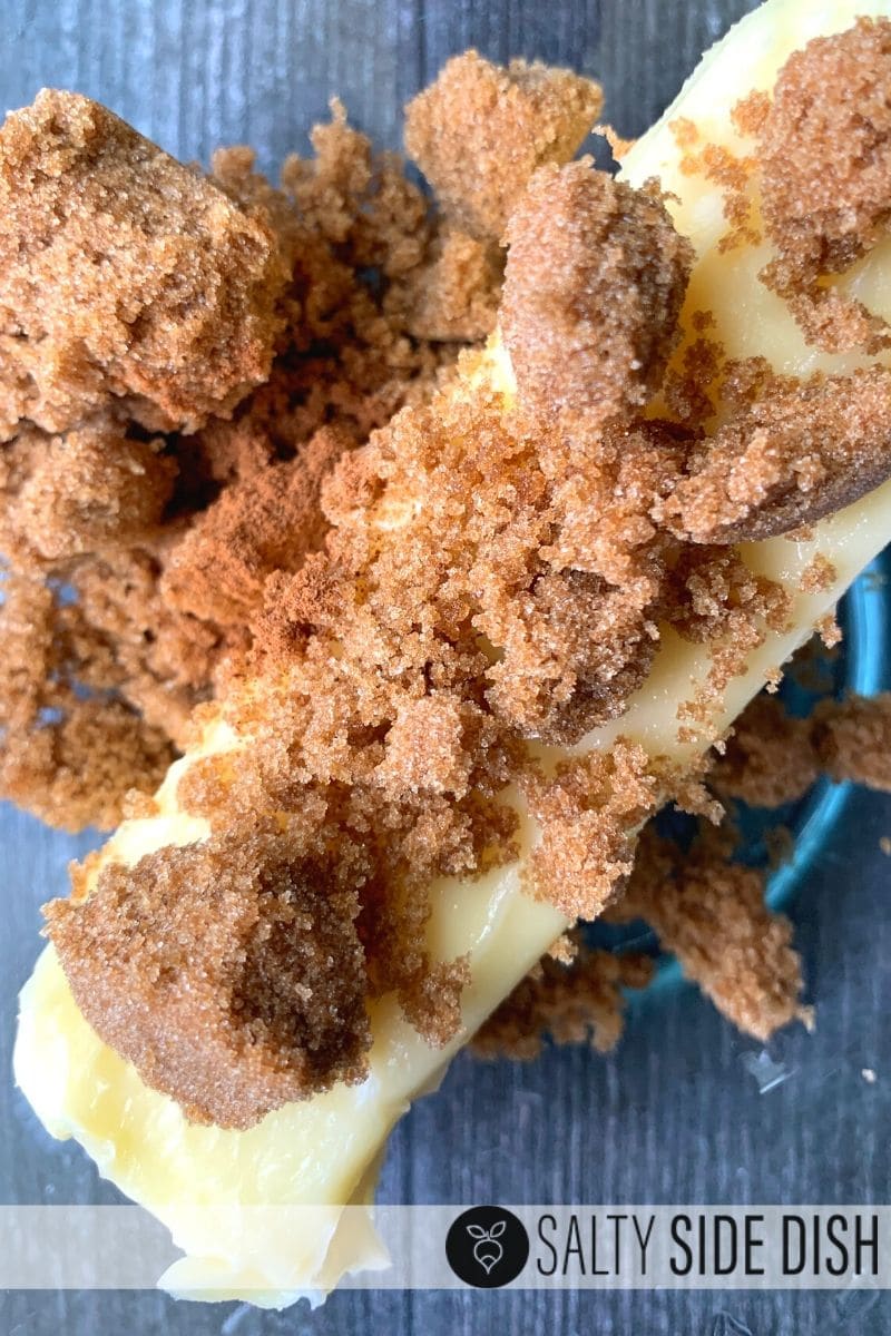 Easy Cinnamon Sugar Butter layered in a bowl with brown sugar and softened butter