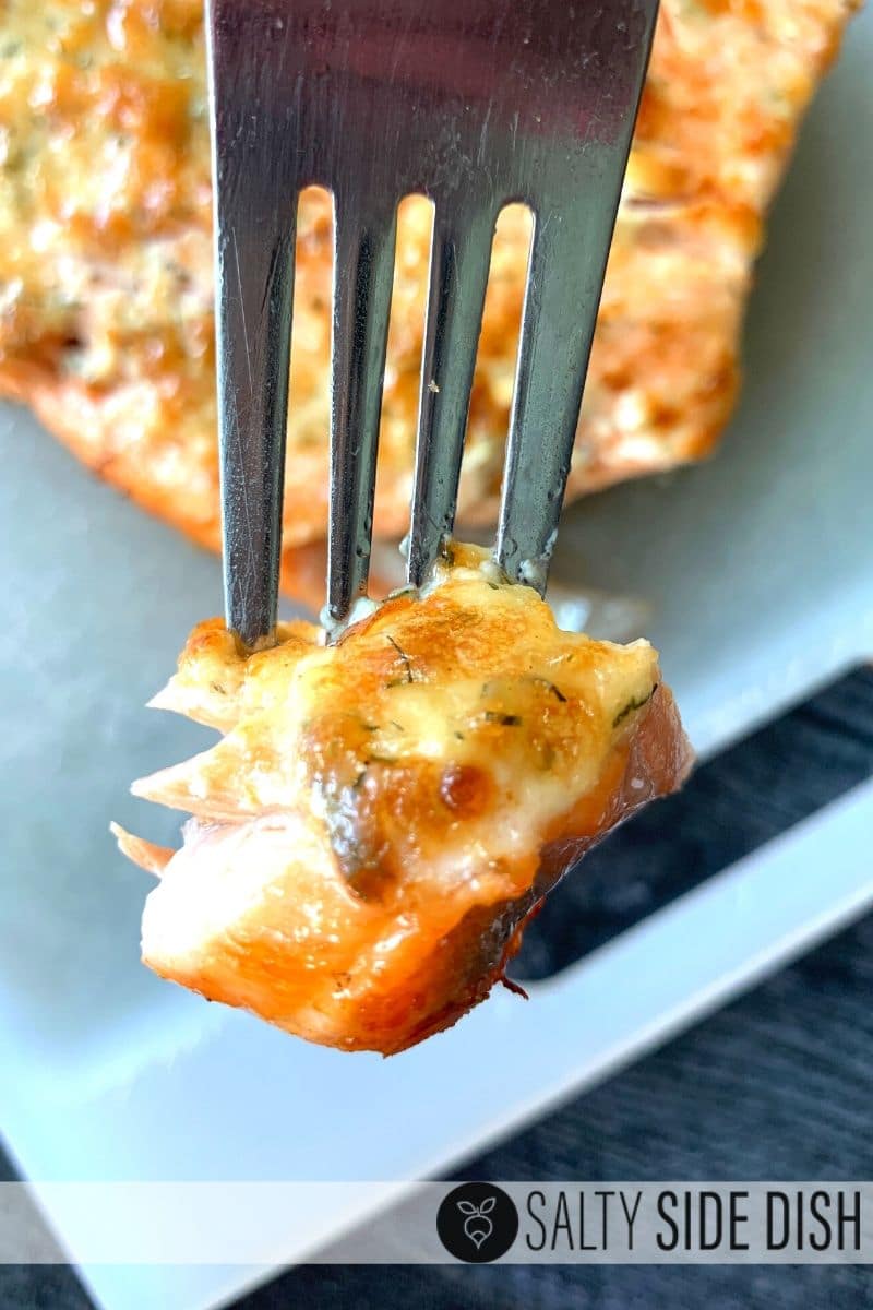 fork up a fresh piece of salmon