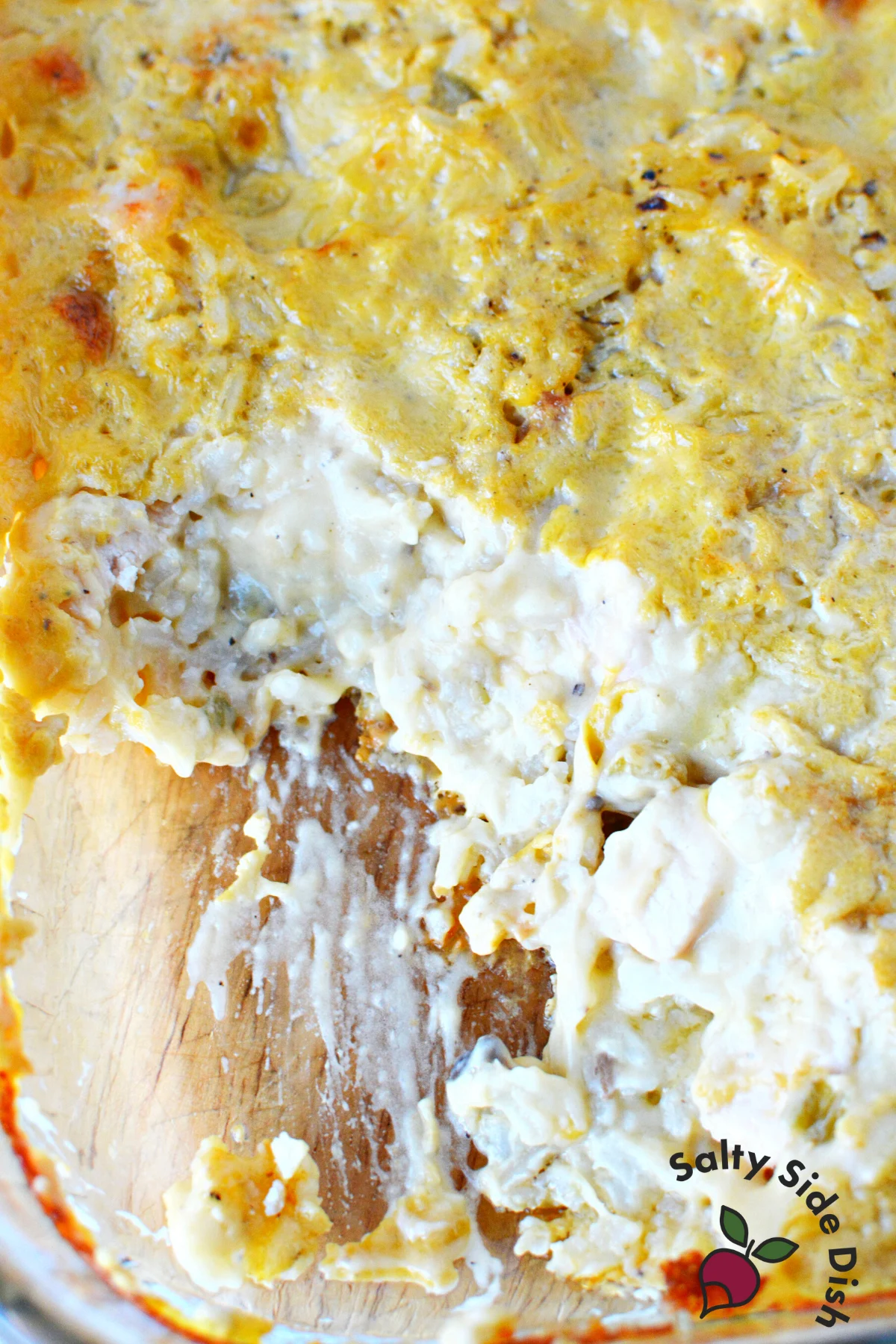 scoop of chicken and casserole.