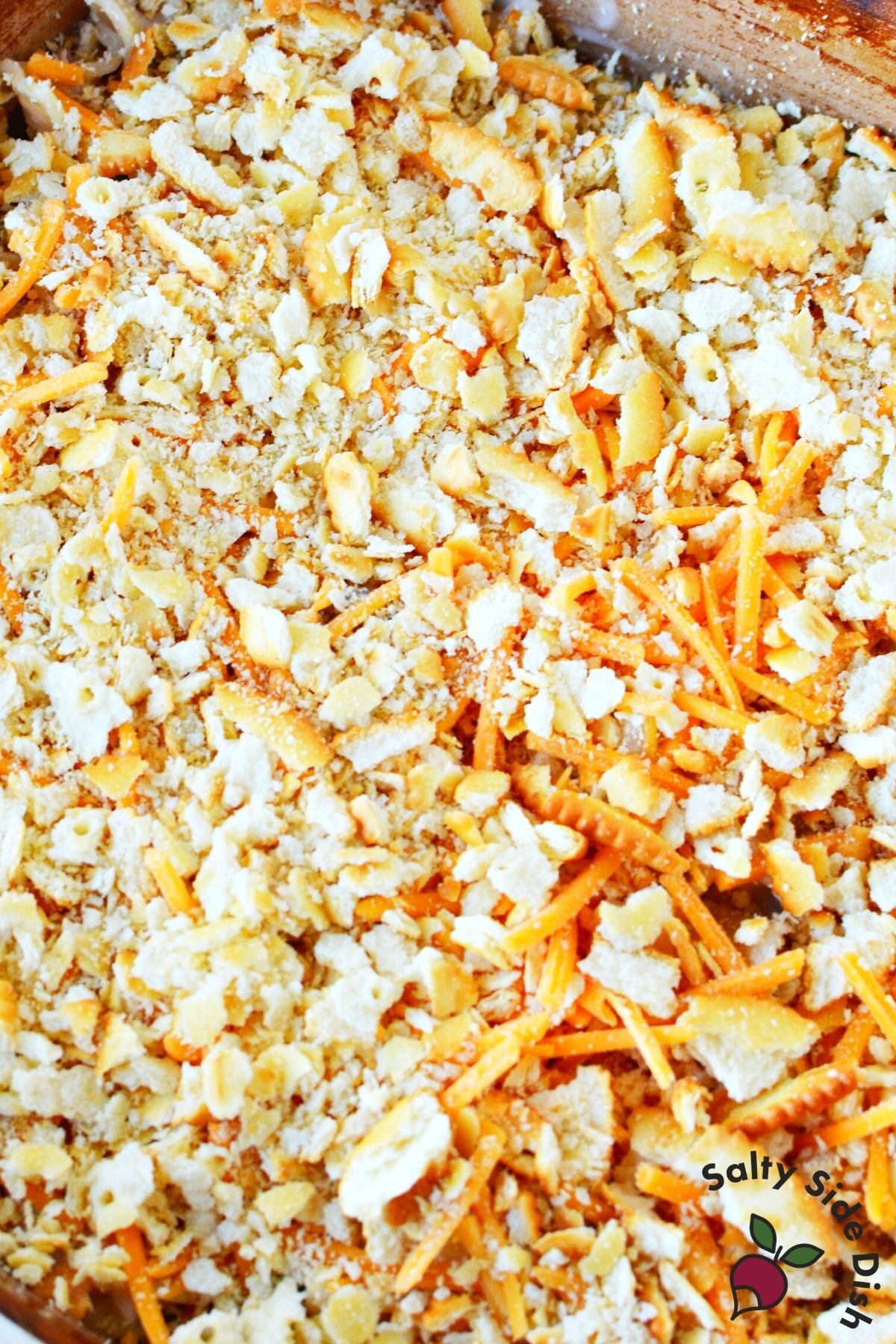 ritz cracker topping on a tuna casserole.