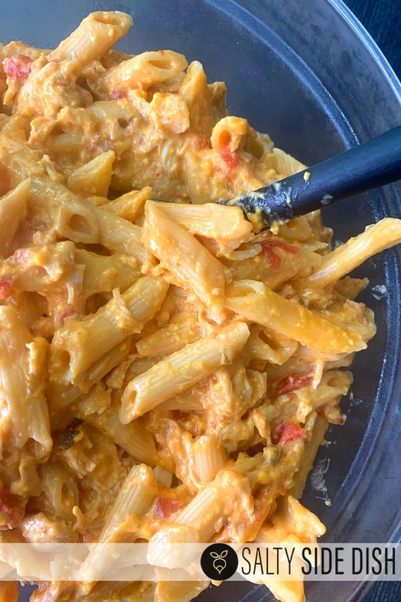 ready to serve hot and melty, cheesy delicious chicken spaghetti