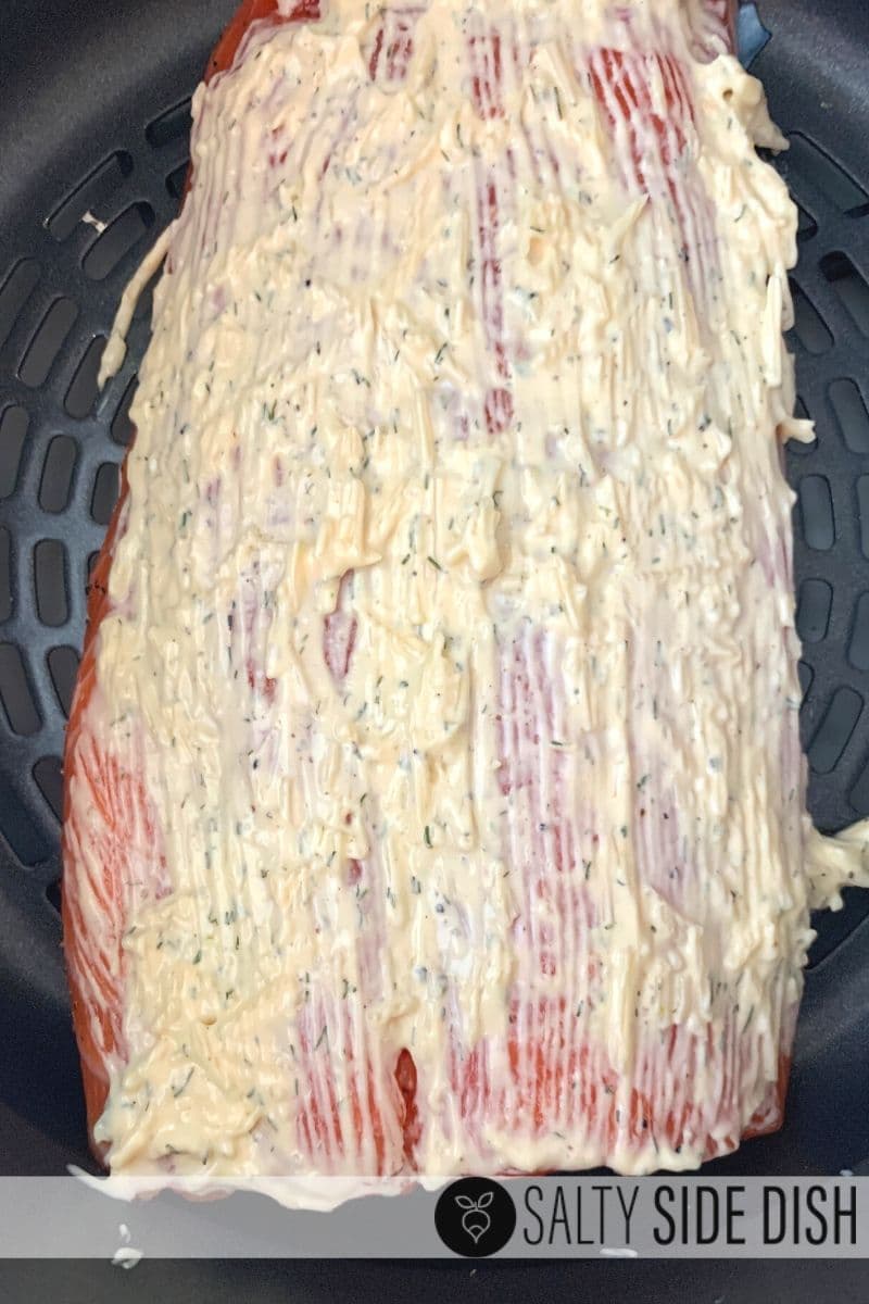 Simple parmesan mayo crust on the entire salmon fillet