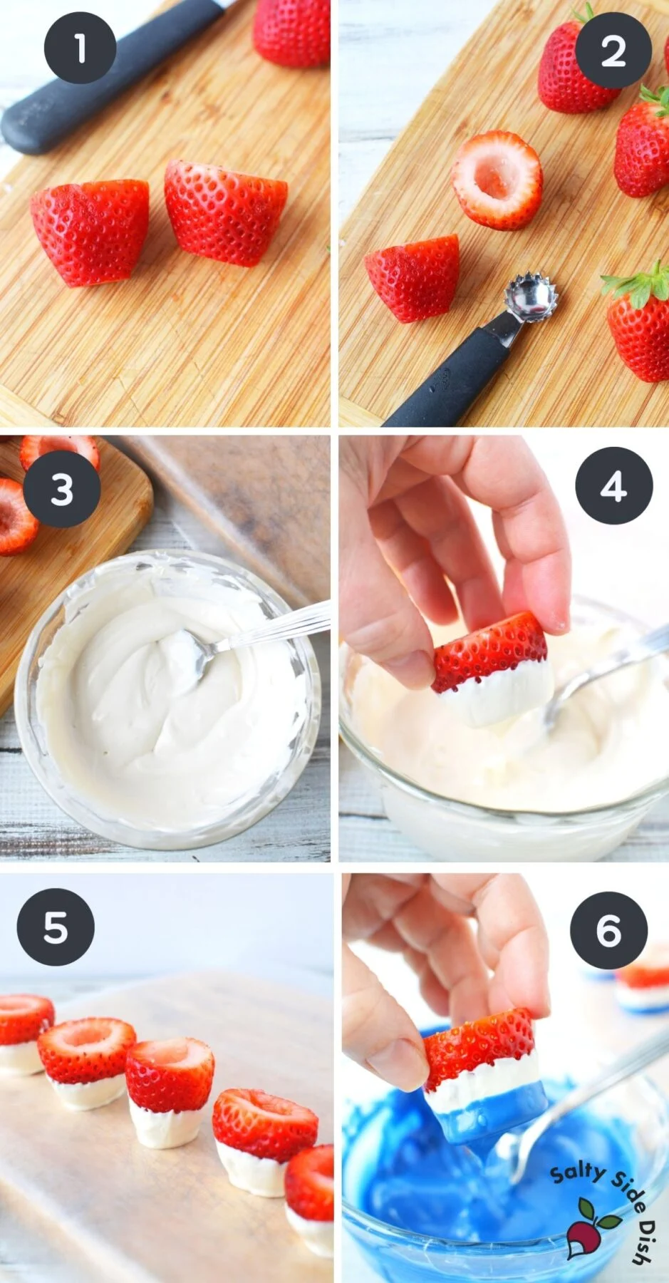 collage of layering chocolate on a strawberry