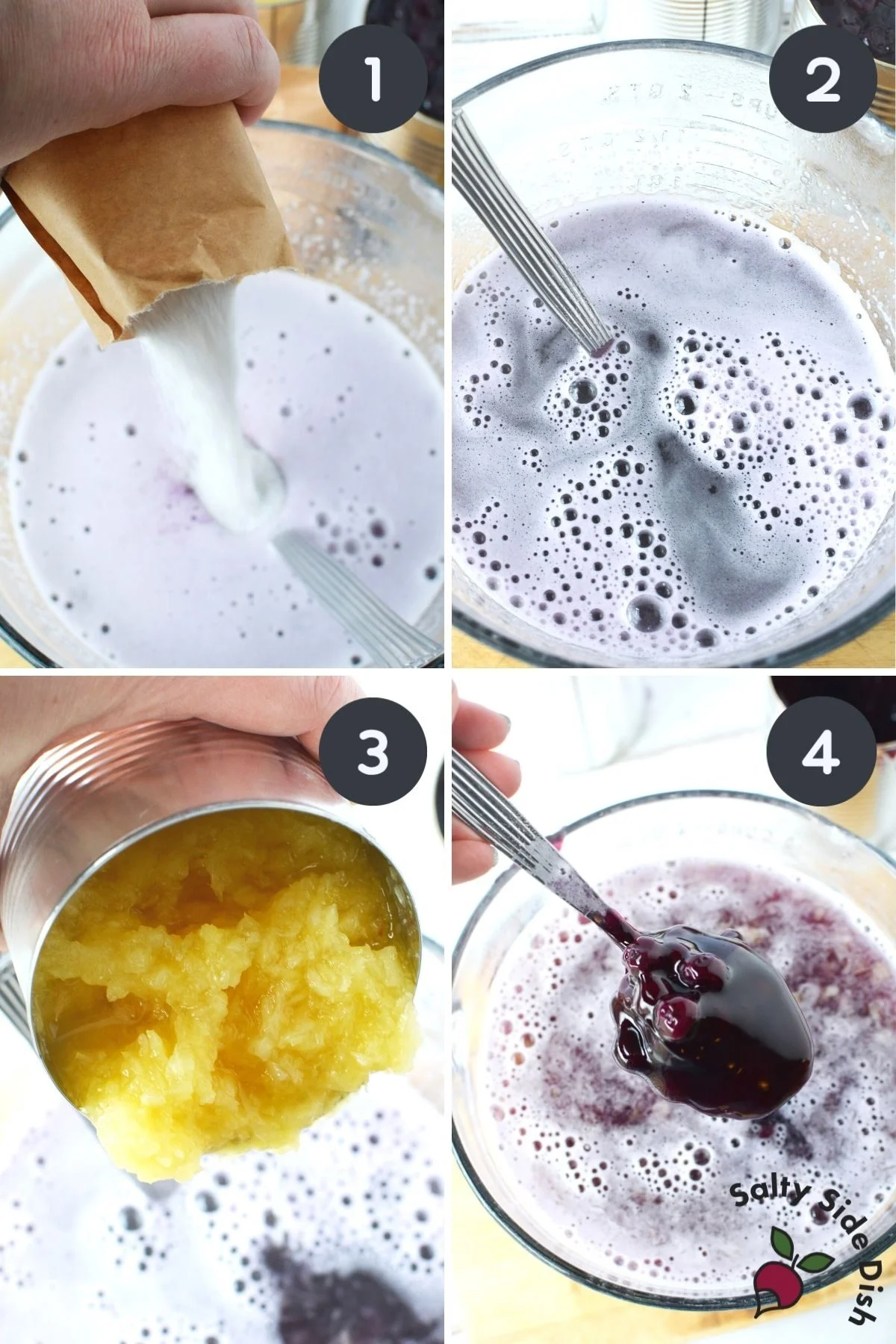 step by step on how to make blueberry salad recipe.
