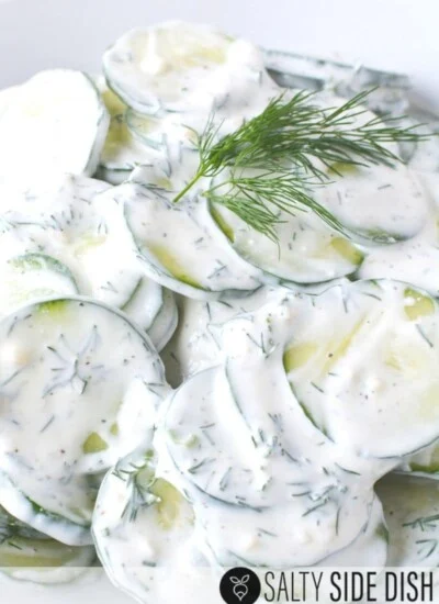 cucumber salad is a great recipe for seasonal cucumbers.