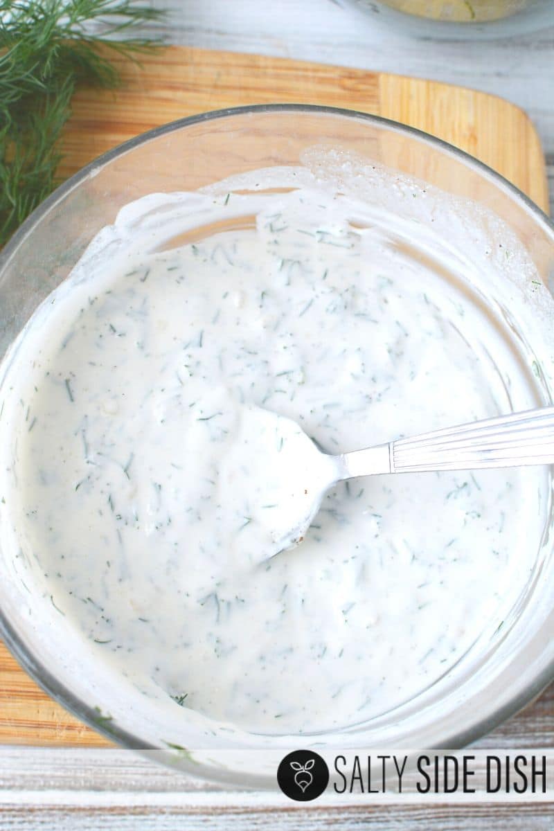 fresh cucumber salad dressing ready for cucumbers