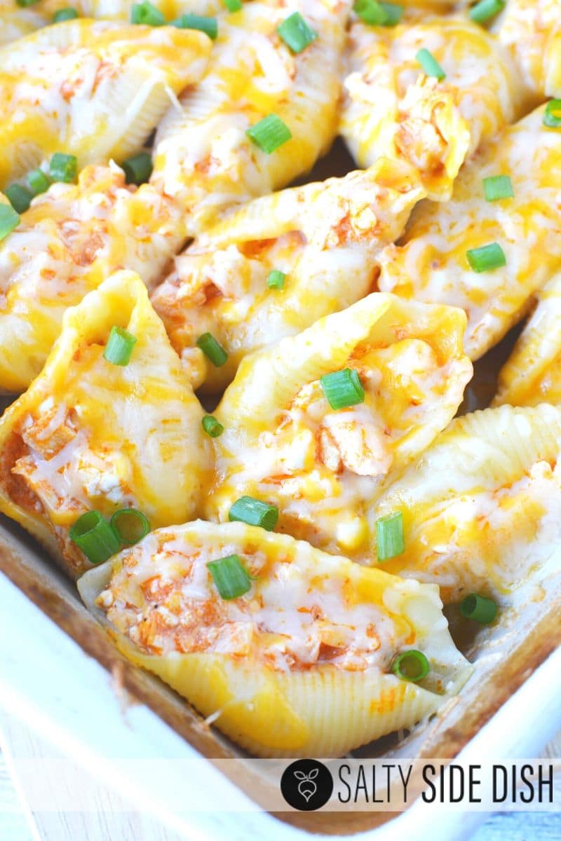 Buffalo Chicken Stuffed Shells Recipe ready to be served