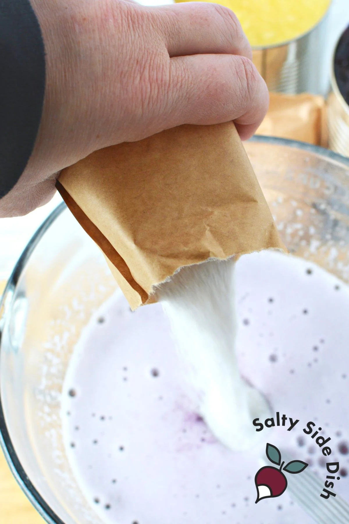 prepping grape jello.