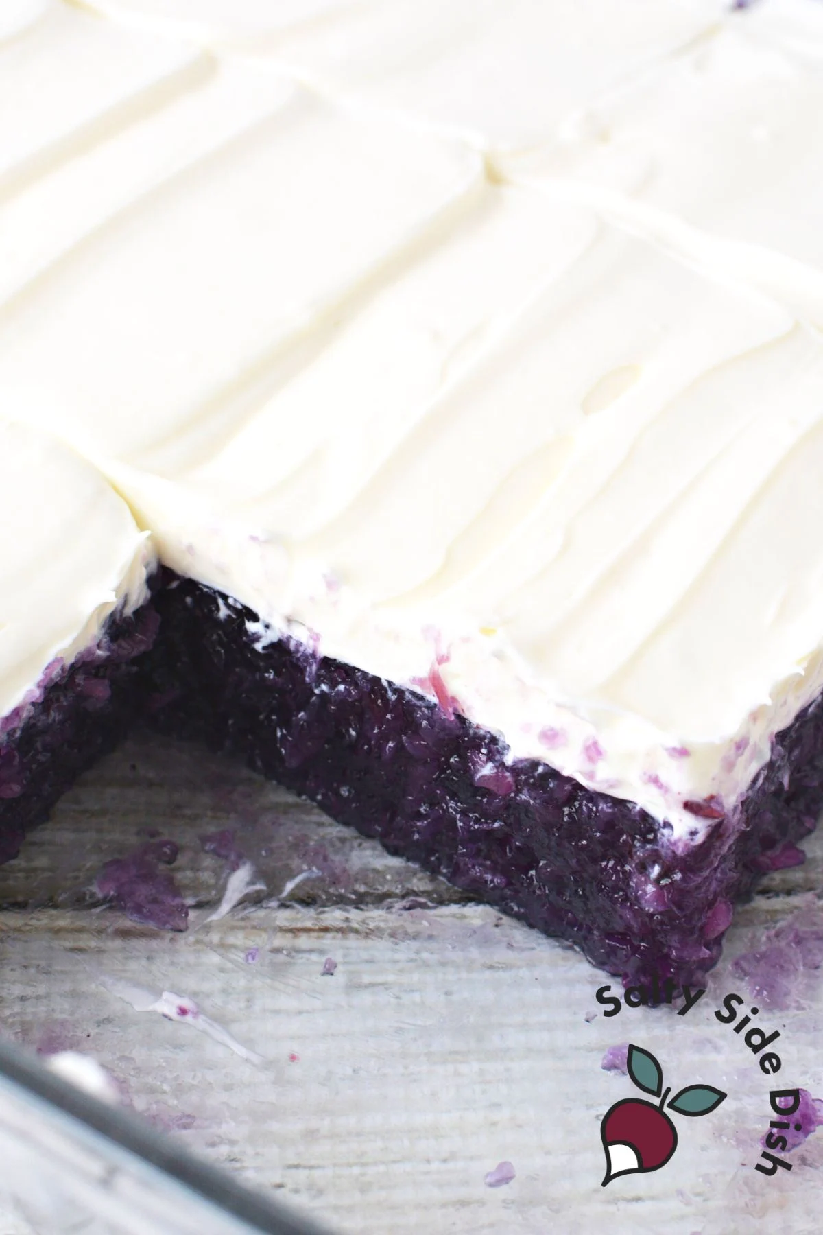 blueberry salad with cream cheese topping.