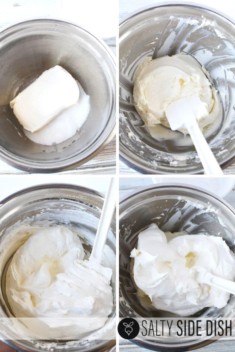 cream cheese layer with cream cheese, sugar, and whipped cream mixed
