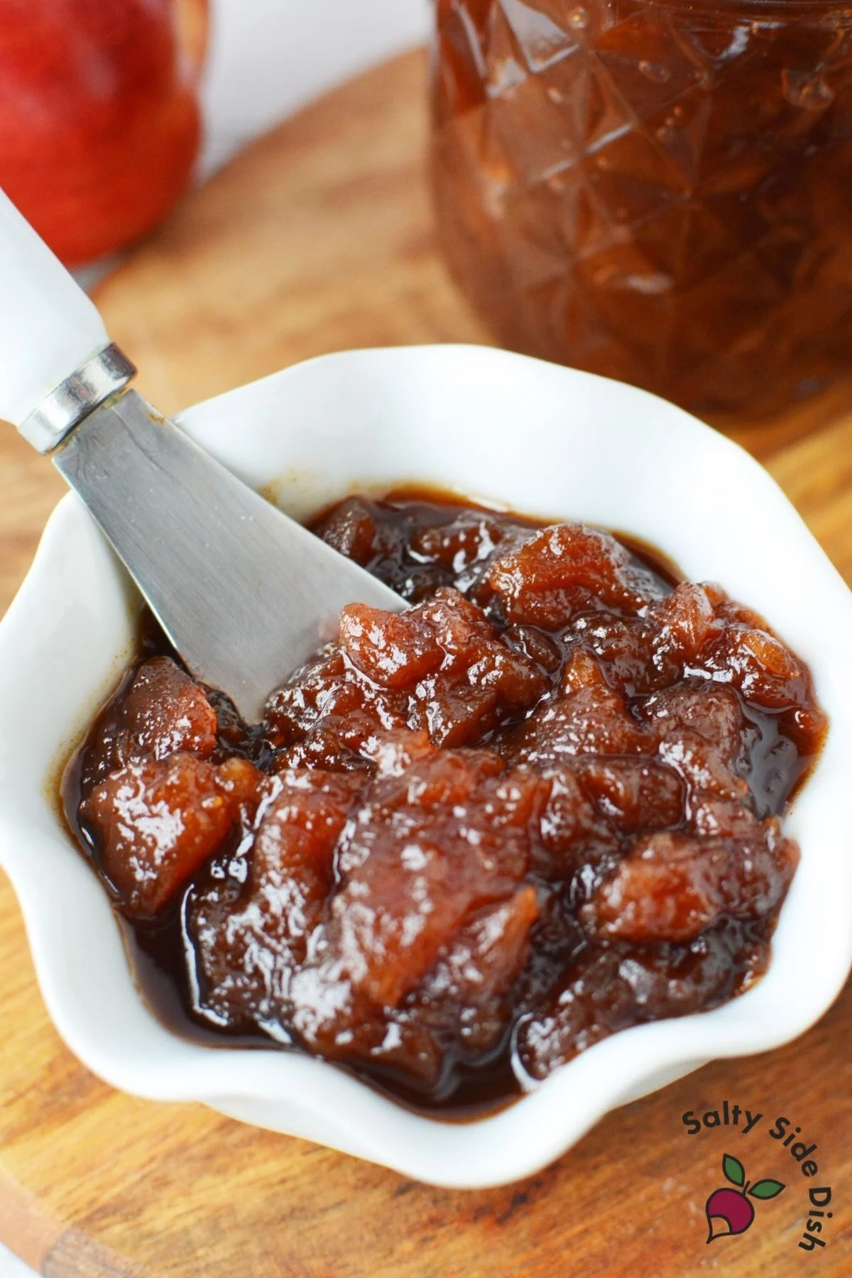 Apple Butter recipe already made ready to serve with a serving knife