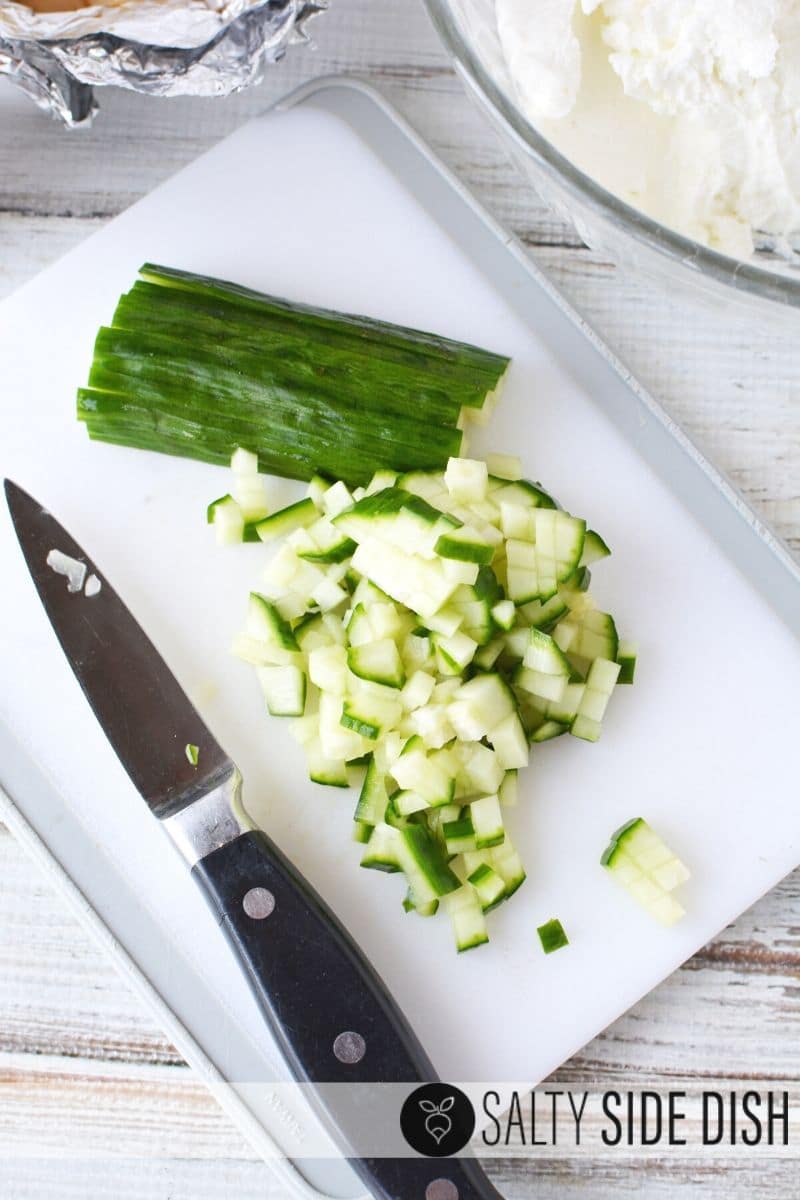 dice up cucumbers really small for sauce