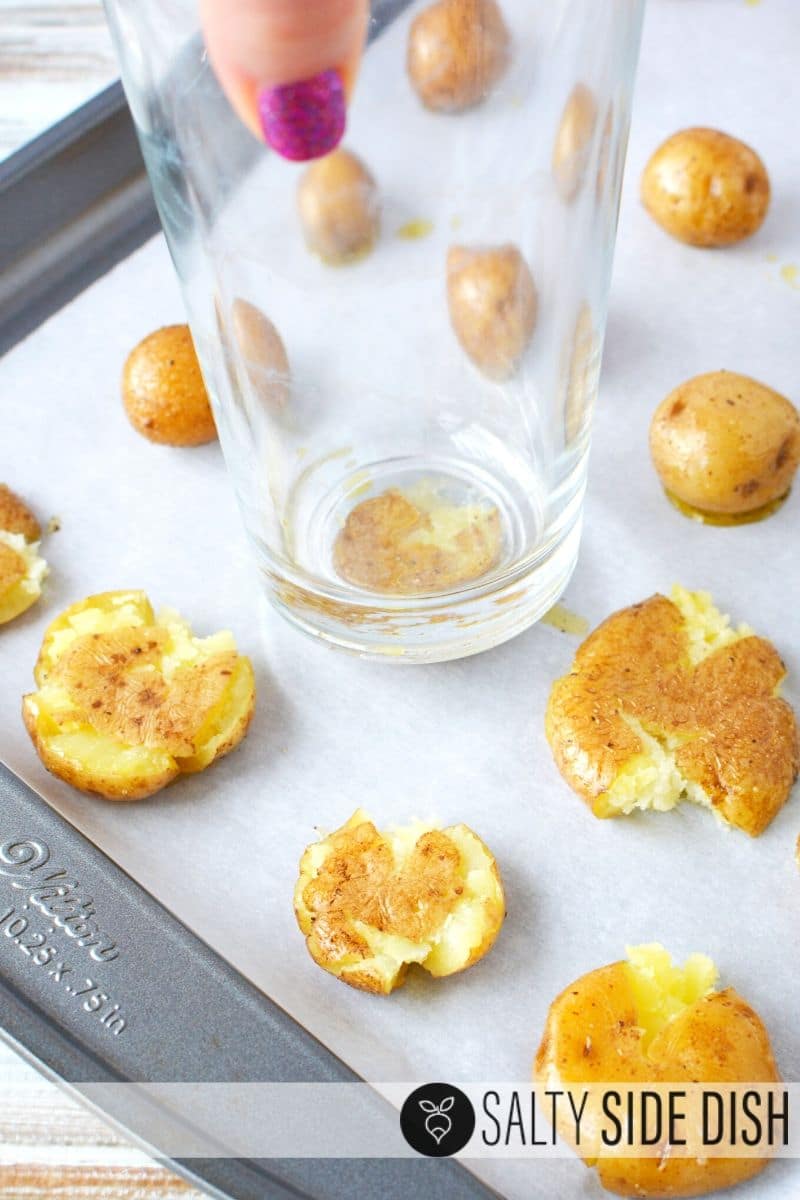 the best way to smash potatoes is with the bottom of a cup