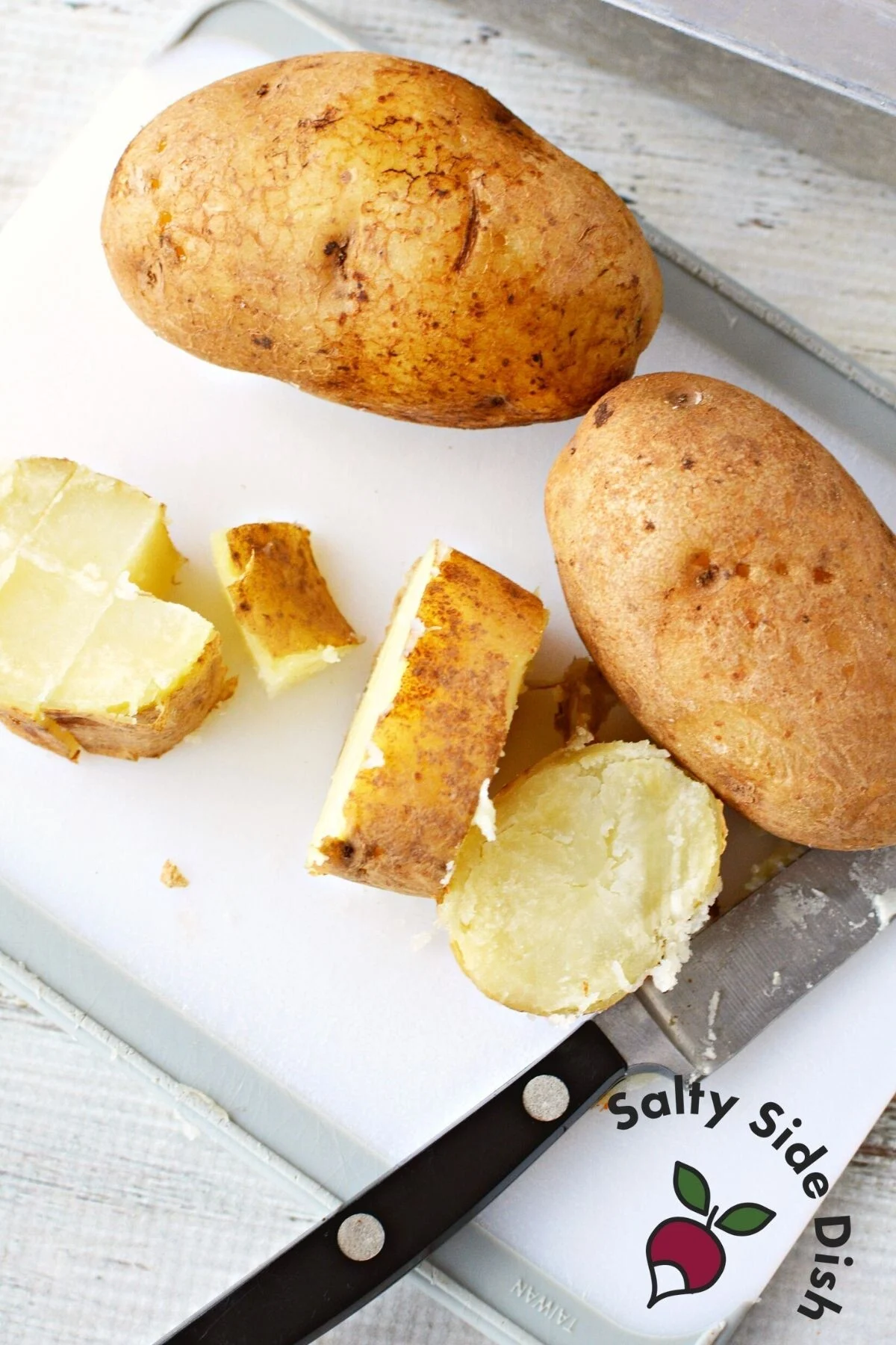 dicing potatoes for casserole.