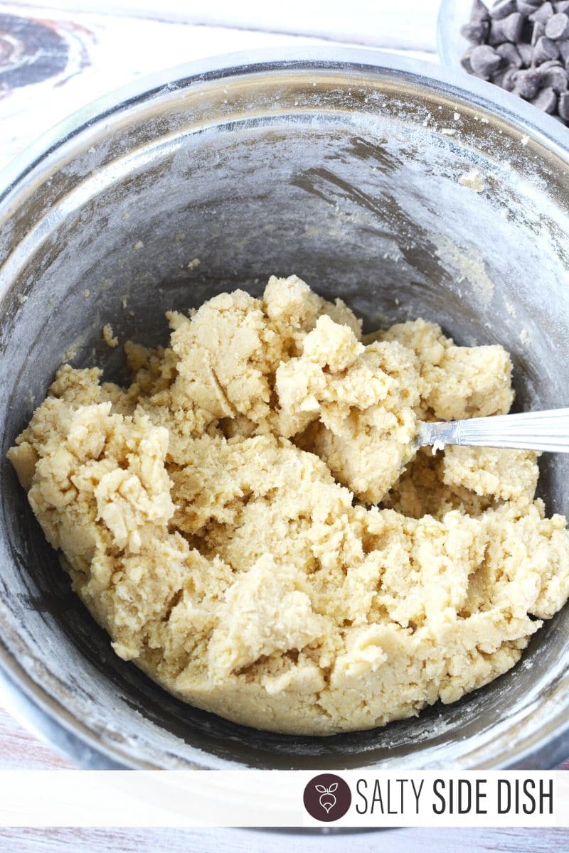 sugar dough and flour dough mixed in a bowl together