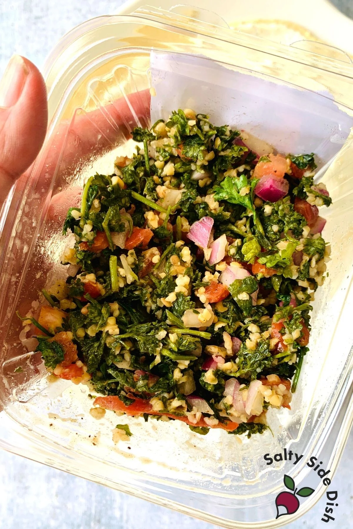 tabuloui salad in a bowl.