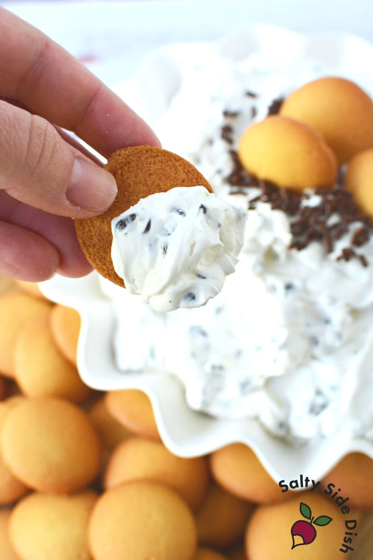 easy dessert dip with a wafer.