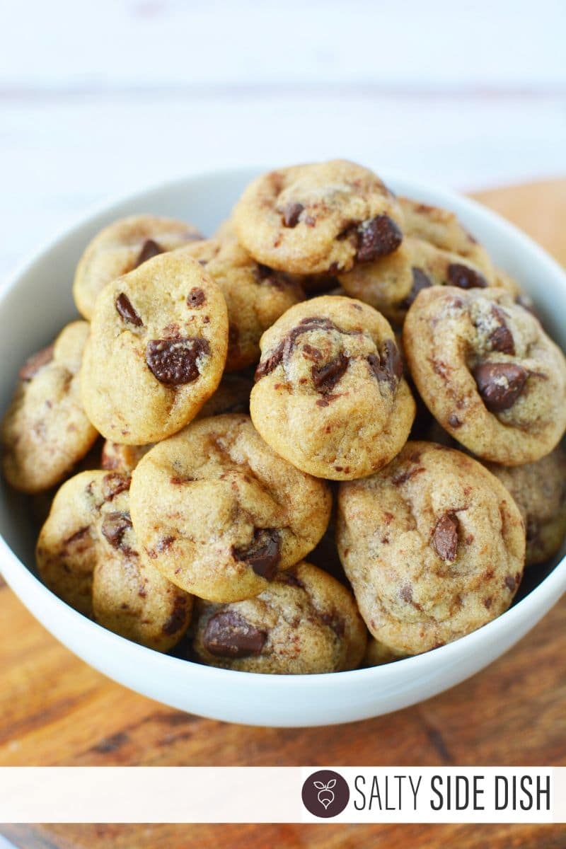 huge bowl of mini cookie bites ready to snack on