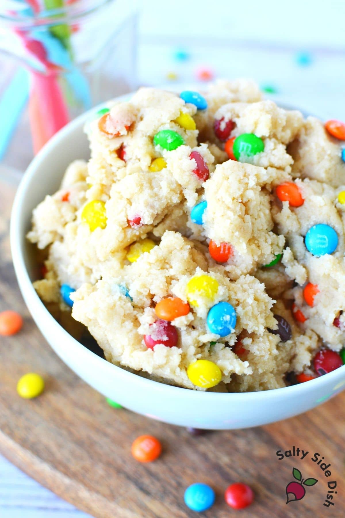 cookie dough in a white bowl