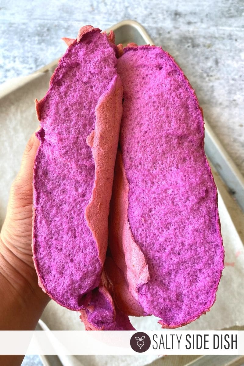 cloud bread from tiktok recipe pulled in half