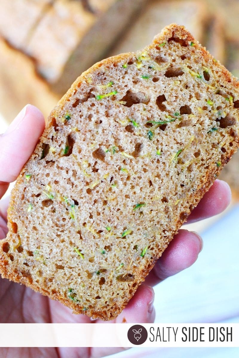 can you freeze zucchini bread? Slice of freshly defrosted zucchini bread