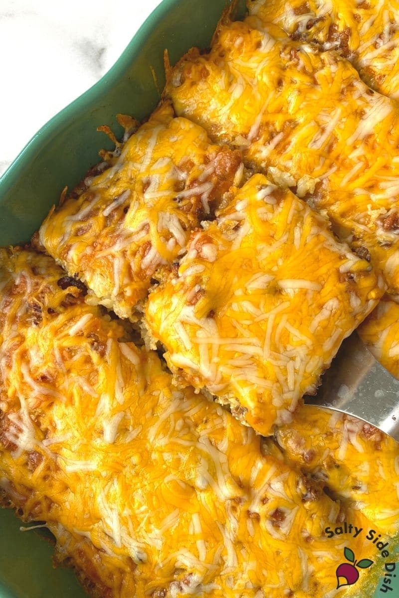 slice of tater tot casserole with cheese