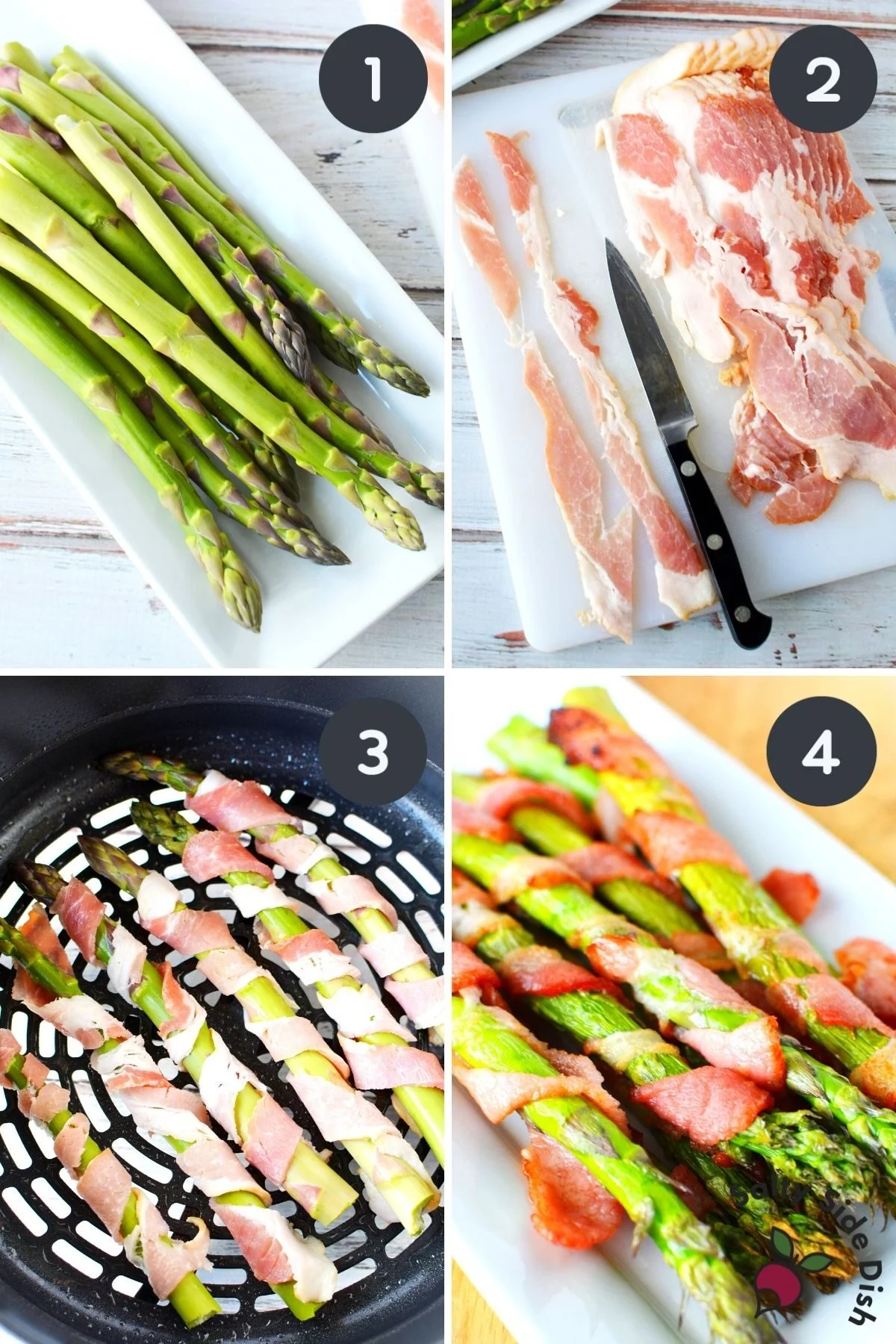 bacon wrapped air fried asparagus in ninja foodi.