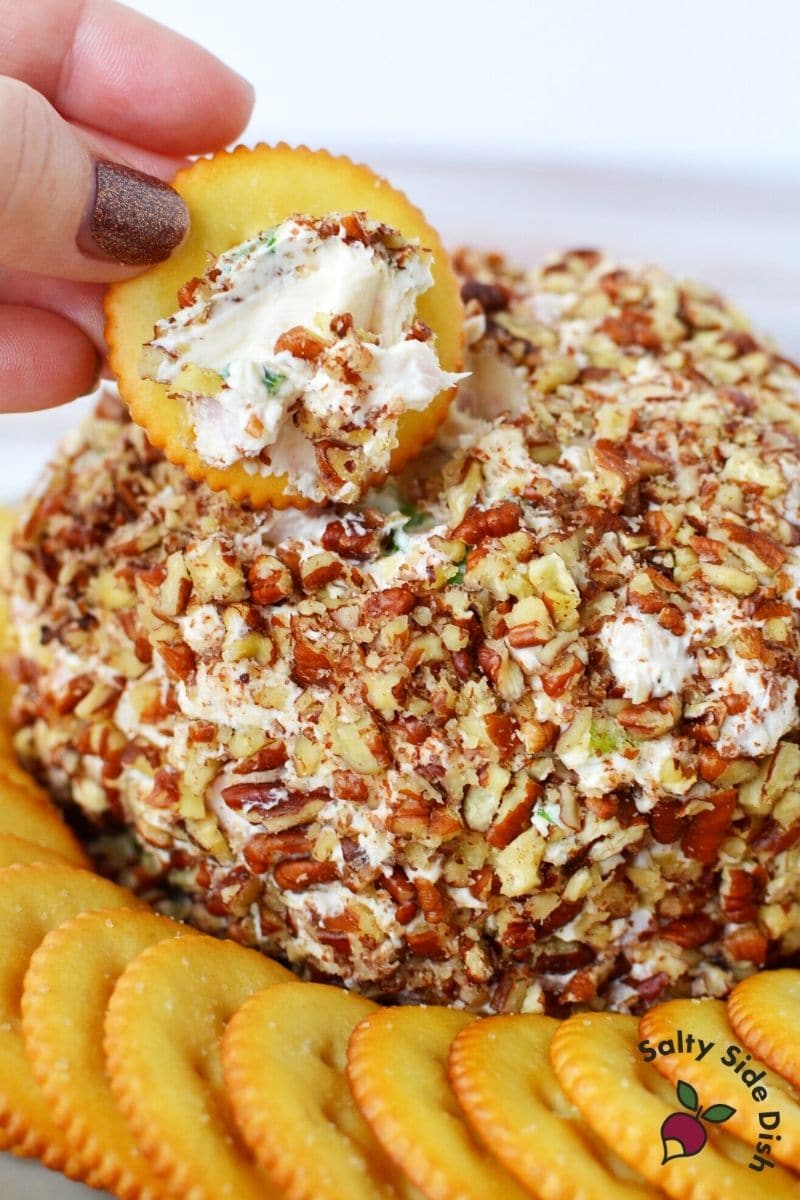 ham cheeseball for easter appetizers.